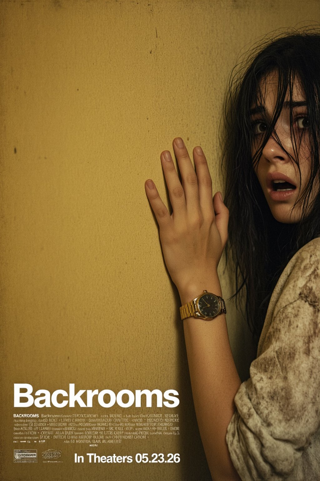 竖版恐怖悬疑电影海报,  后室 Backrooms 都市传说主题,  复古老旧胶片质感 by RAY3780 on Tensor.Art