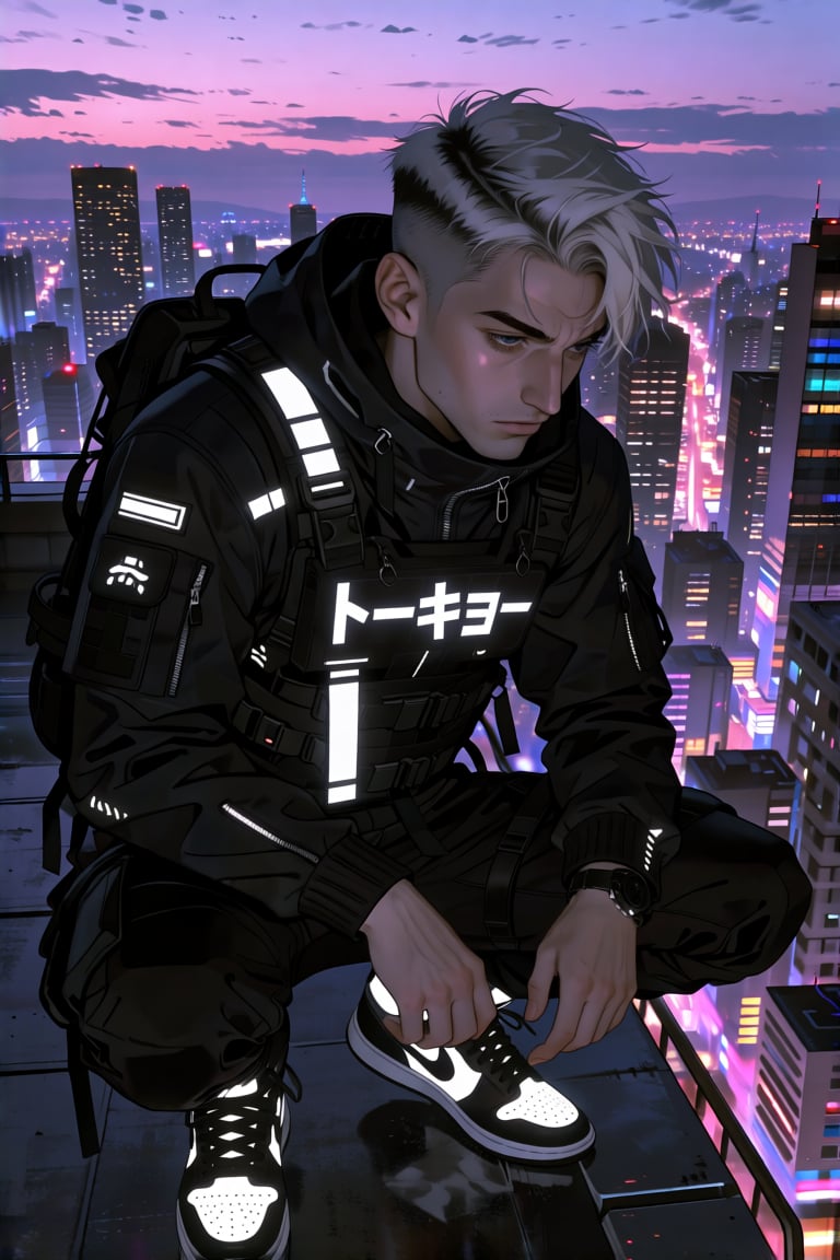 KreaJi-style,  photograph of a man with short,  bleached-white hair and closely faded sides by riiwa on Tensor.Art