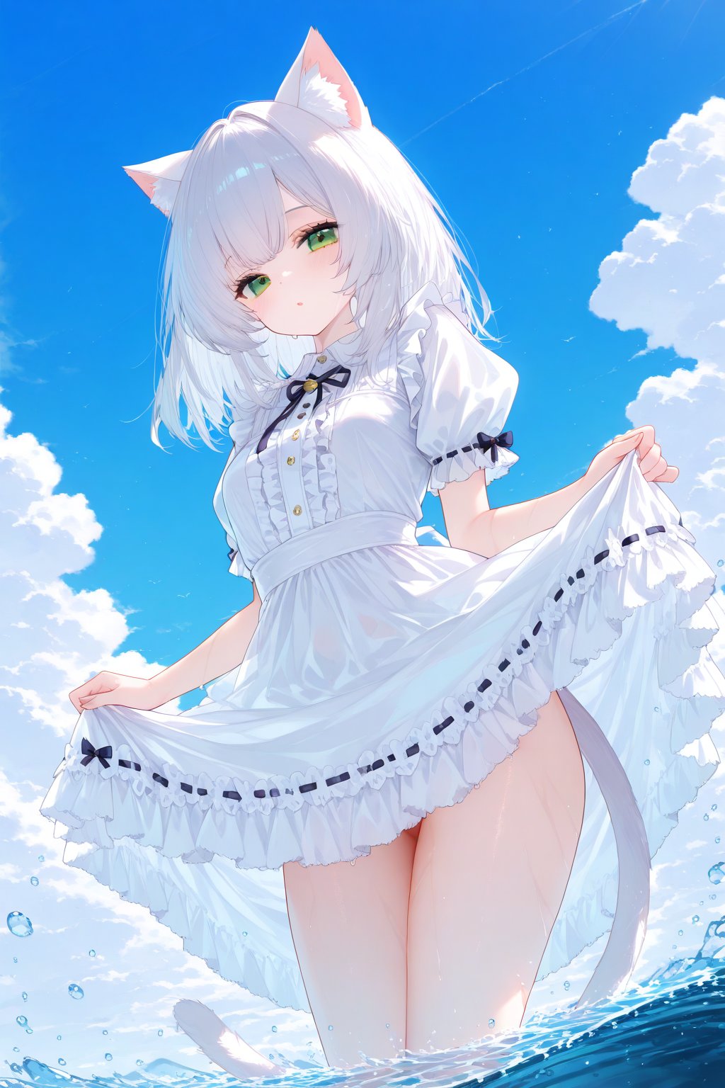 1girl,  animal ears,  blue sky by 月老板 on Tensor.Art