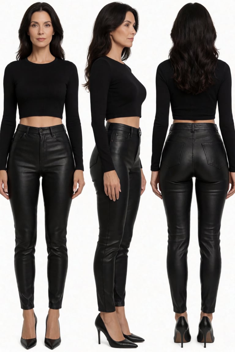 Full-body triptych,  three distinct views: front,  three-quarter side by The Architect on Tensor.Art