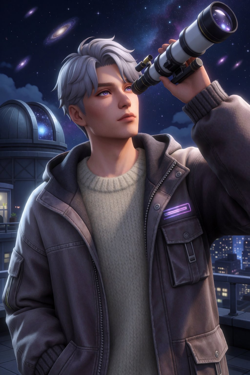 best quality,  @sims4,  @sims4mmstyle man with silver-gray hair by Azriaelis on Tensor.Art