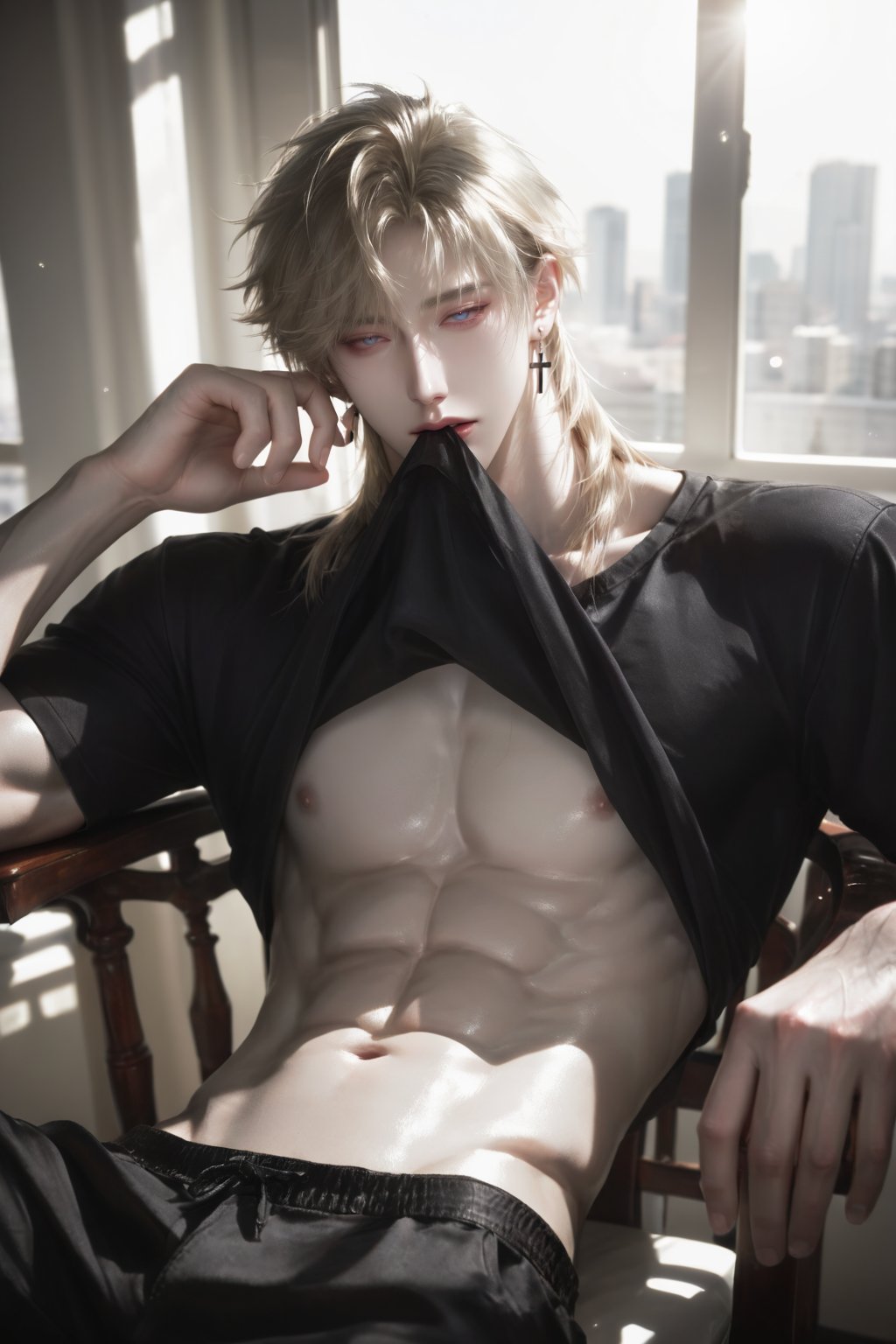 1 male,  solo,  (sharp deep blue eyes) by オキヤ੯·̀͡⬮ on Tensor.Art