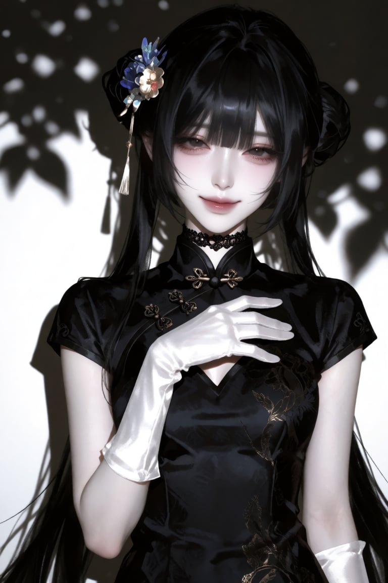spice_niji,  semi-realistic style,  a girl with black long hair and a hair ornament by dollybeans on Tensor.Art