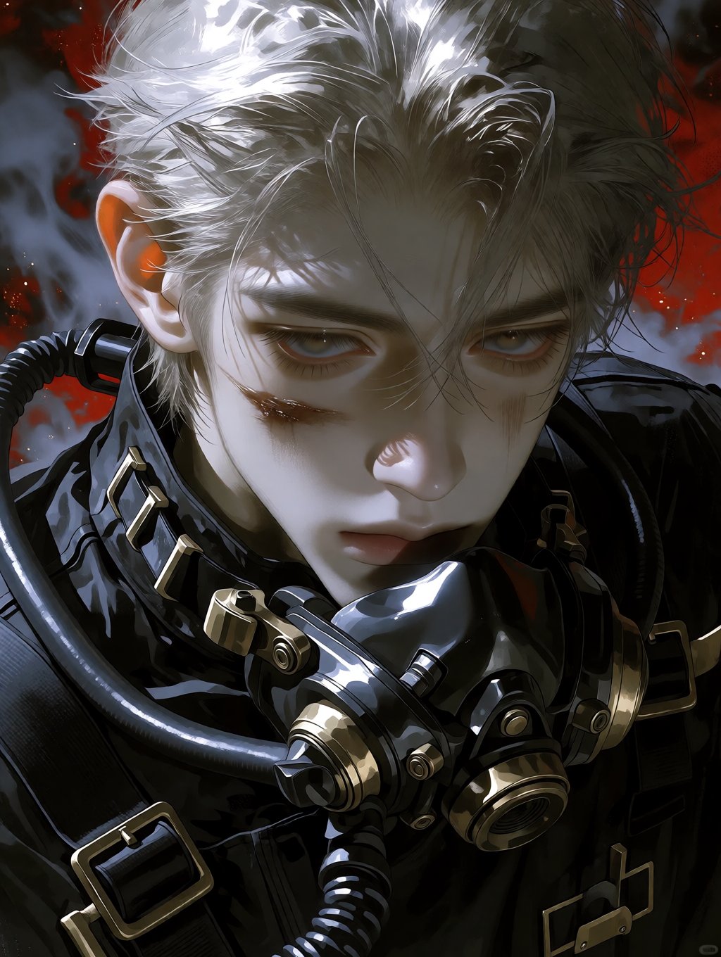 Ultra HD quality,  oil painting style,  upper body shot (waist-up). A 34-year-old man with sharp by A4TPOP on Tensor.Art
