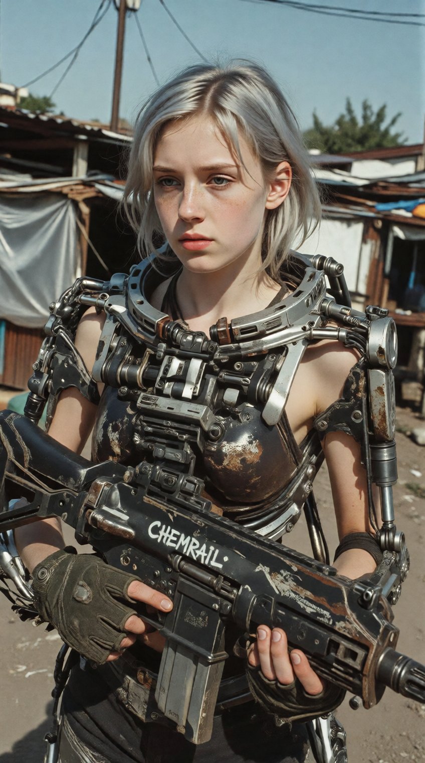 A gritty,  realistic photographic print,  styled like a raw cinematic film still in the style of Neill Blomkamp by patrik...