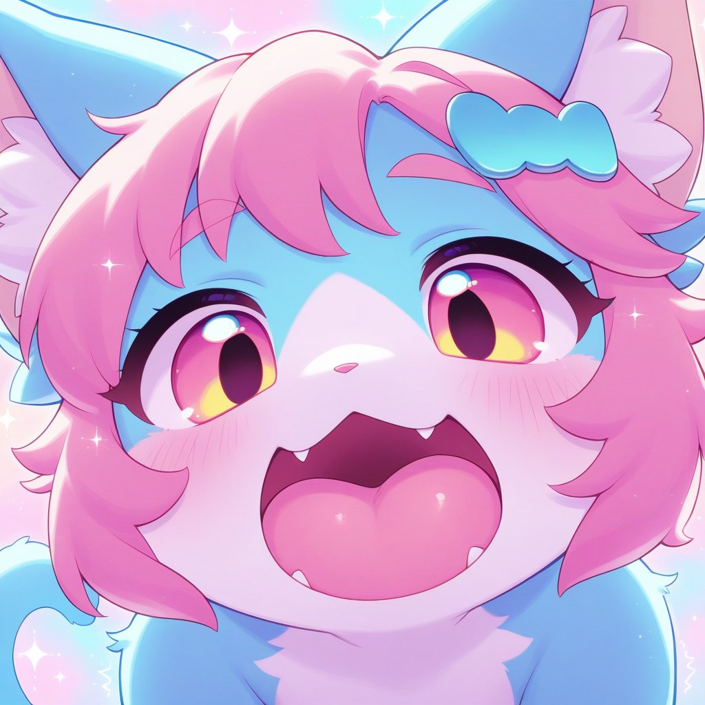 Chibi mad cat girl nyaa,  anthro furry,  close-up portrait by OGMustard on Tensor.Art
