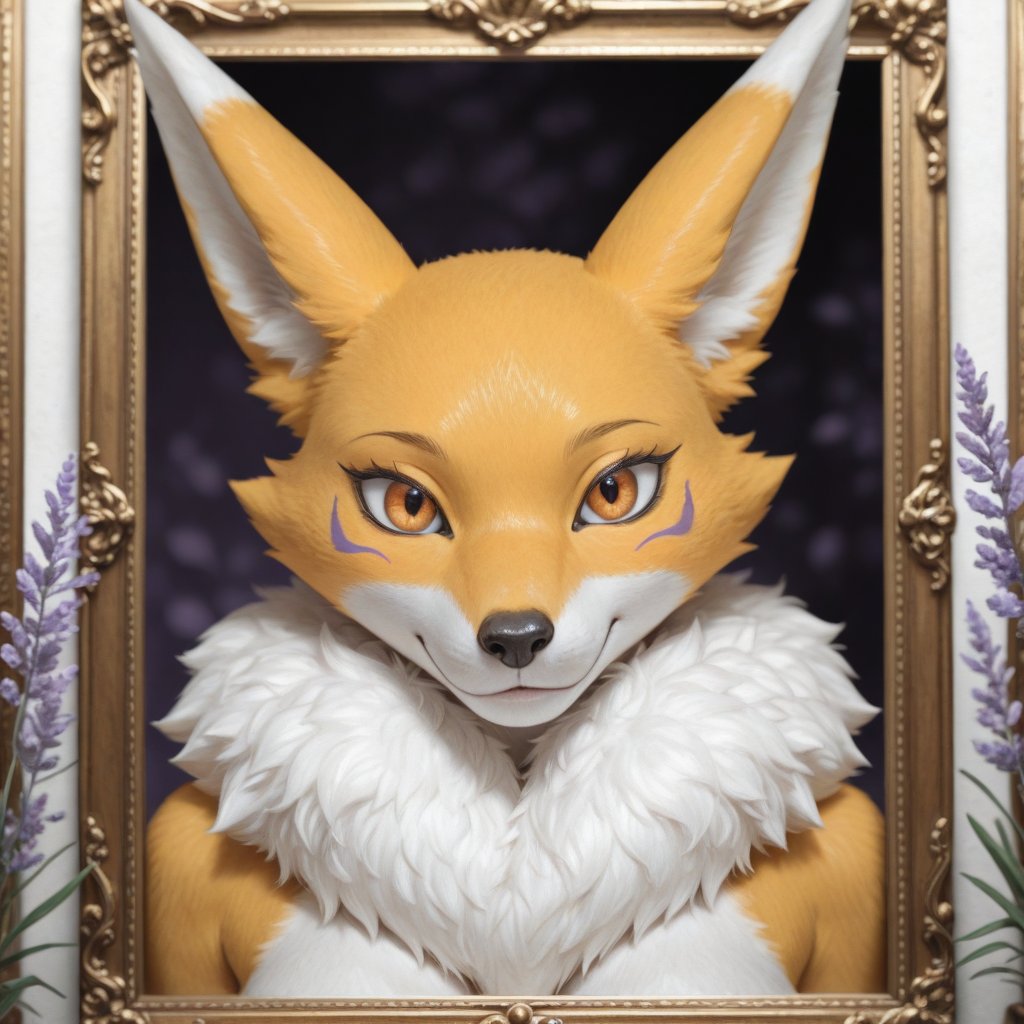 Anthro furry Renamon portrait,  medium close-up framing,  facing viewer with calm by OGMustard on Tensor.Art