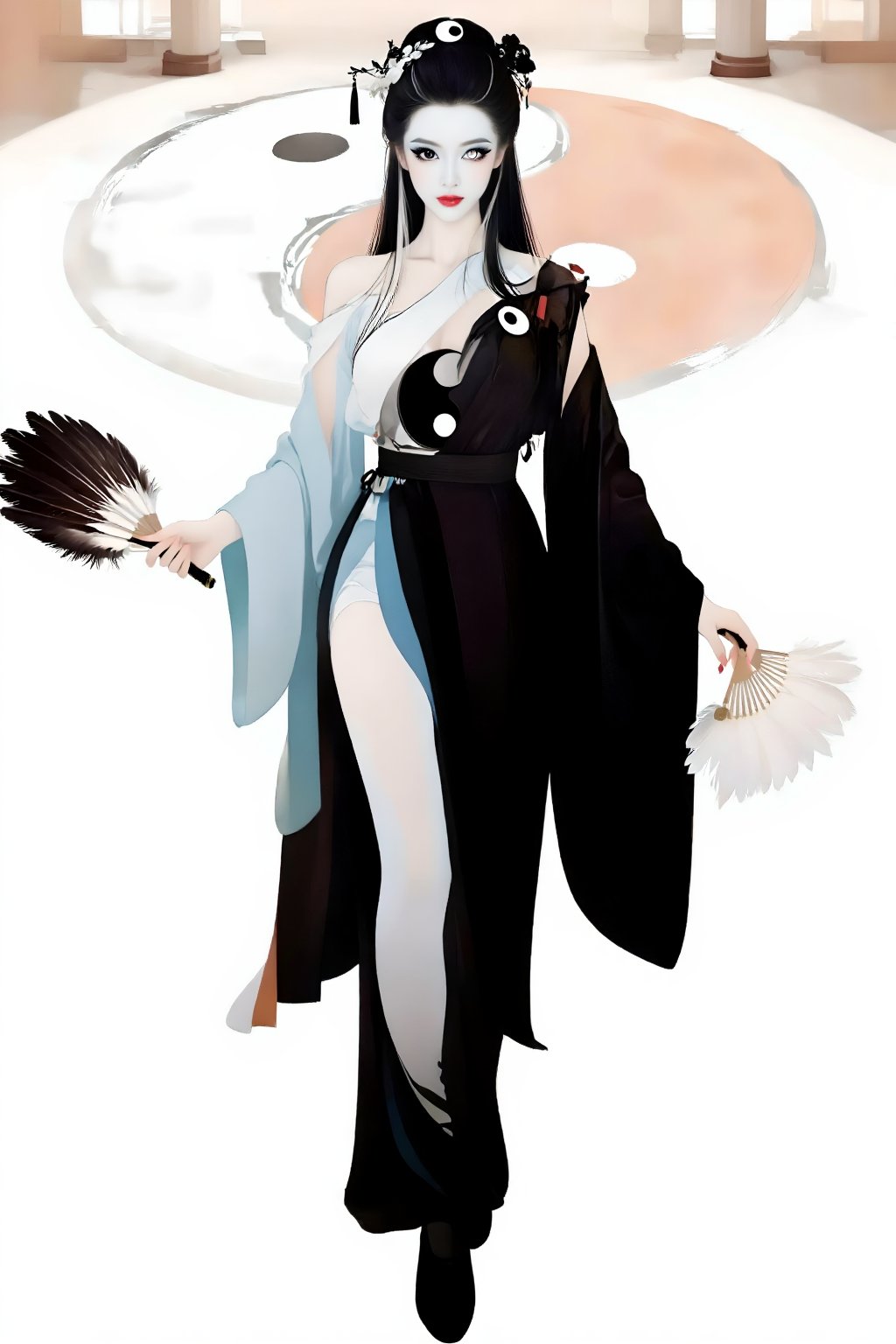Top quality. Inspiration: Duality,  Tai Chi. Close-up: A girl,  a full-body solo shot by newsans23 on Tensor.Art
