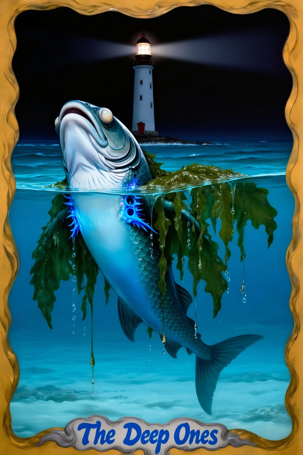 Superior quality,  ranked number one. Inspiration: The Deep Ones,  Cthulhu Mythos. This painting depicts the Deep Ones fro...