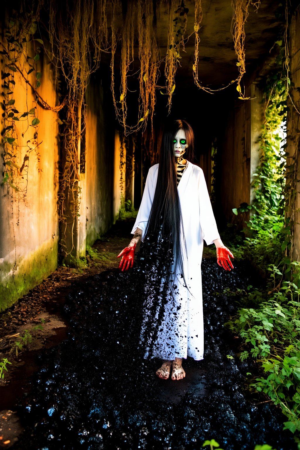 Top quality. Inspiration: Underground tunnel,  bloodied hands,  a girl in white. Visuals: Close-up: In a dark by newsans23...