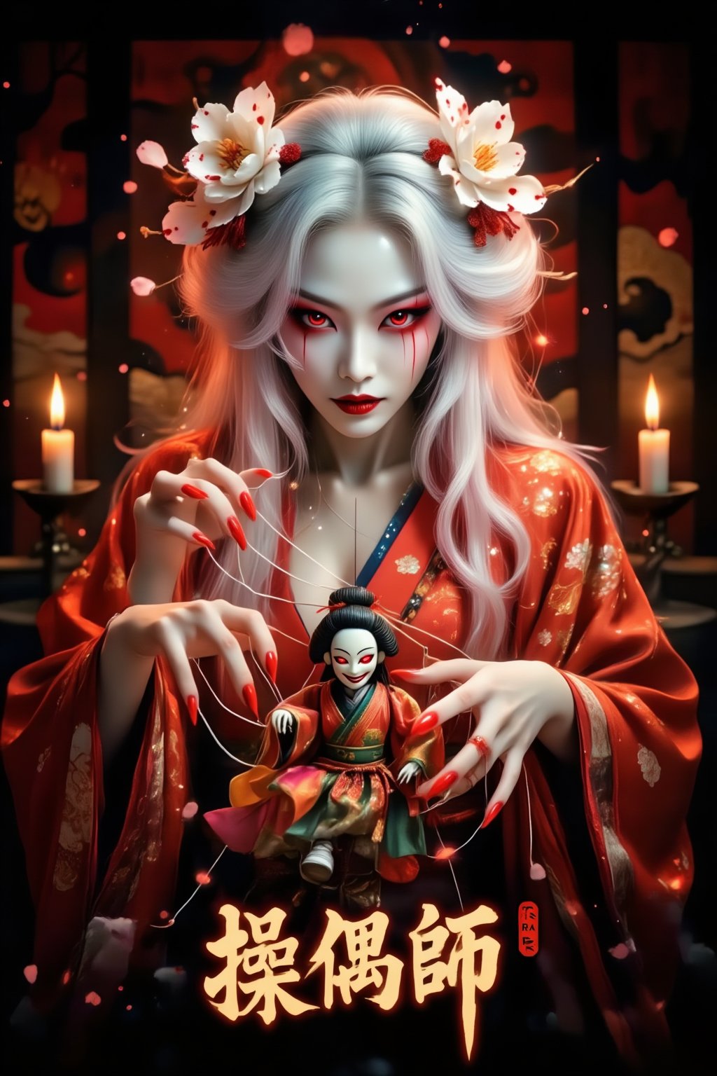 Top quality. Inspiration: Puppet Master,  Japanese Yokai Painting. A young woman dressed in classic Japanese Onmyoji attir...