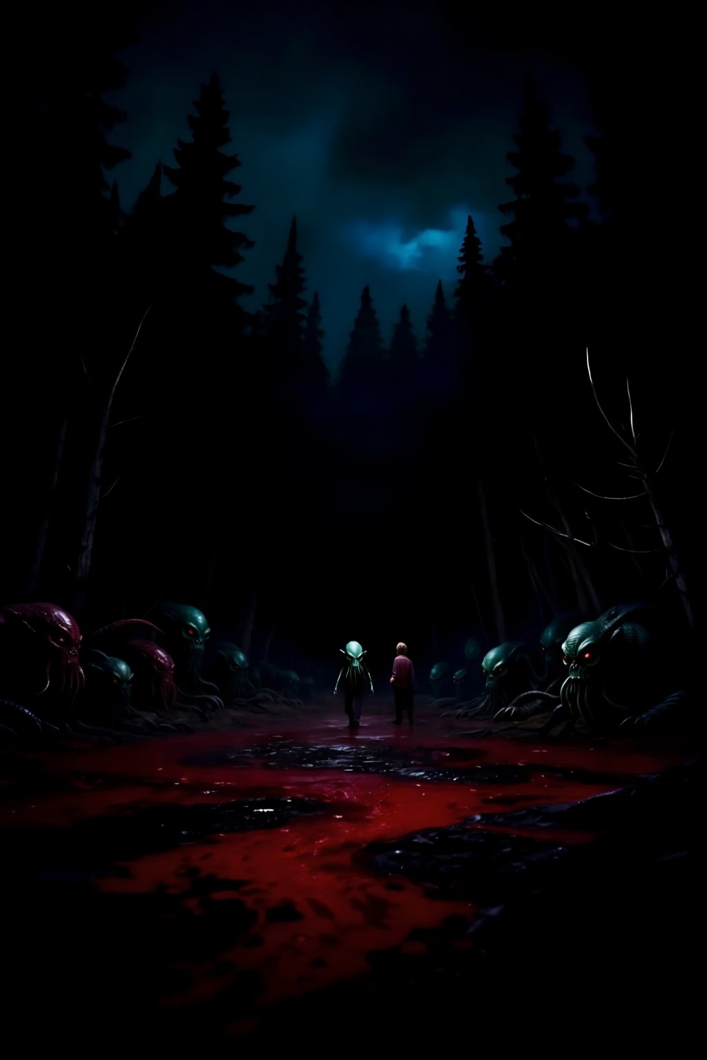 Deep within a dark forest,  a horde of monsters from the Cthulhu Mythos hunts humans who have strayed into forbidden terri...