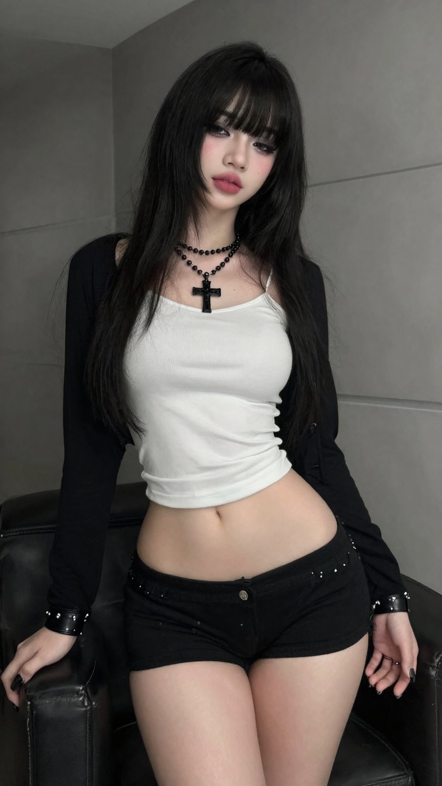 Create a masterpiece in best quality and ultra-detailed highres of a 1girl in a solo cowboy shot,  looking directly at the...