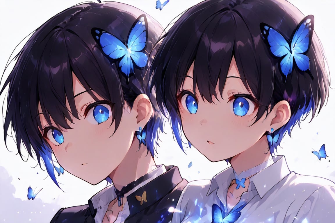 Glowing effect,  butterfly hair ornament,  Very short hair eyeshadow by らび@kiyoka_succubus on Tensor.Art