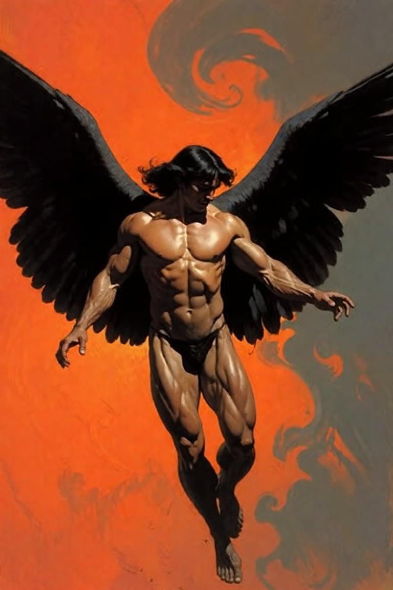 The image depicts a muscular,  shirtless figure with dark,  flowing hair by Official SketchZa on Tensor.Art