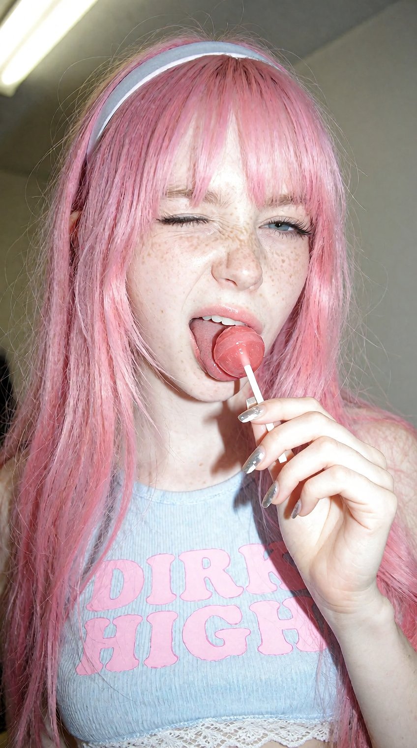 Raw smartphone candid photograph,  high ISO noise and film grain. pink_g1rl,  a young woman with very pale skin by patrik...