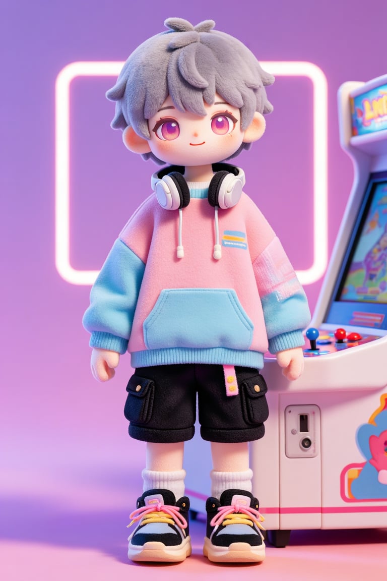 3D毛绒质感,  少年,  16 岁灰蓝狼尾短发 by 6666666666666666 on Tensor.Art