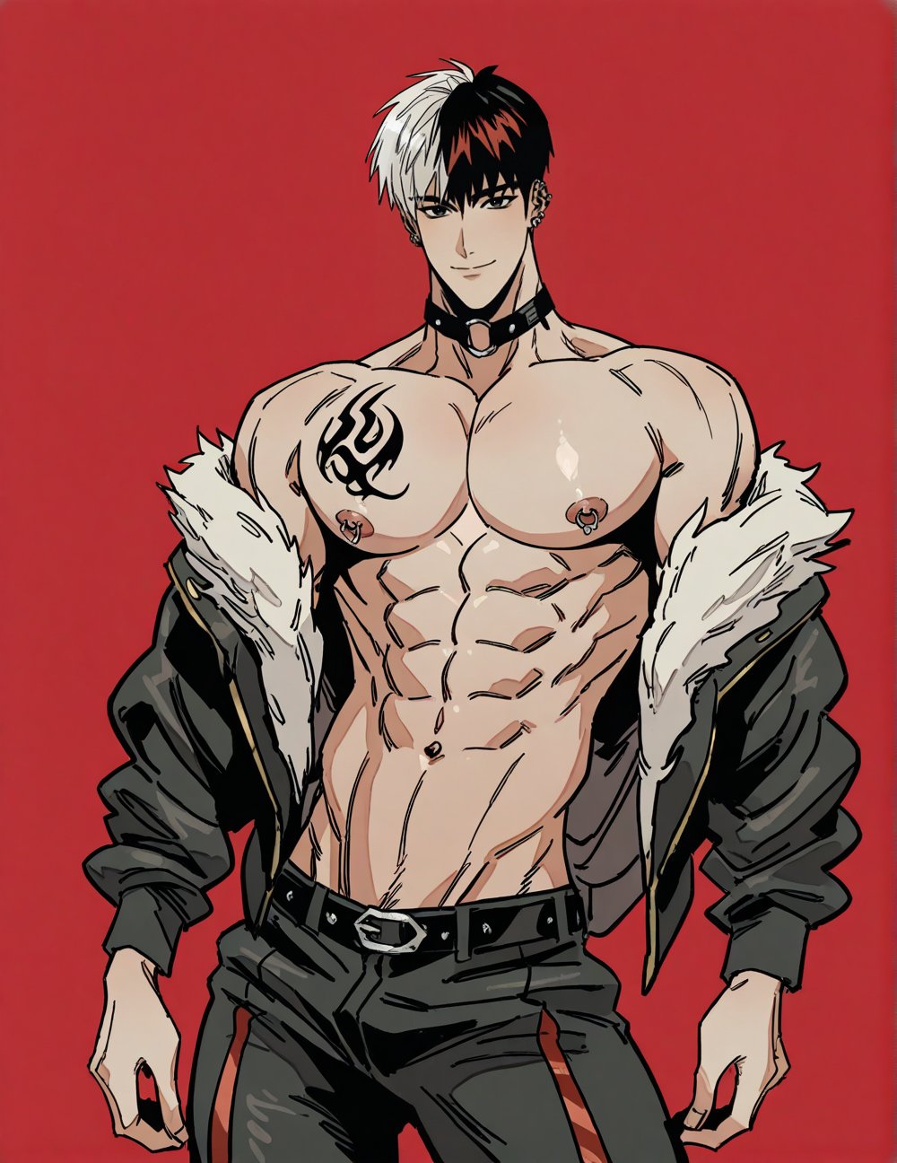 boy,  bishounen,  red background by TheBaraLover on Tensor.Art