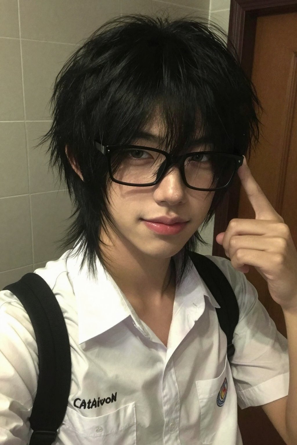 Realistic low-resolution webcam portrait of a young alternative adult,  authentic late-2000s to early-2010s MySpace,  scen...