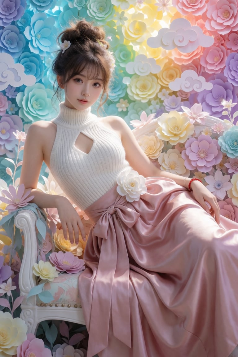 ethereal dreamy digital painting,  luminous glowing skin,  magical atmosphere. Full body shot of an exceptionally beautifu...