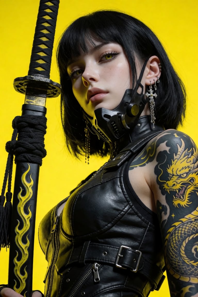 A hyper-detailed photorealistic close-up of a young Caucasian female with high-resolution facial features,  including pale...