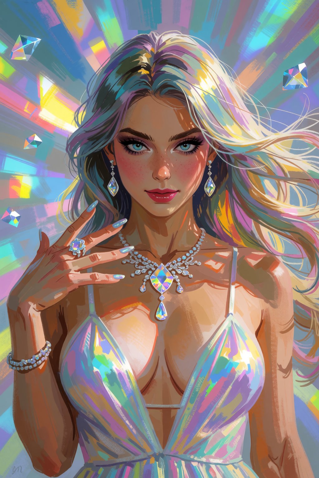 masterpiece,  painterly brushstrokes,  holographic_hair by IMMORTAL on Tensor.Art