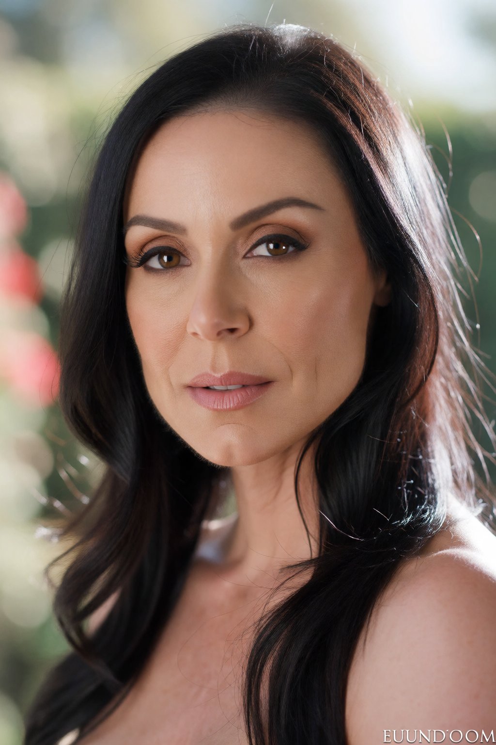 Portrait of woK3nst,  beautiful woman with long black hair,  looking directly into the camera by wesleyogrande on Tensor.Art
