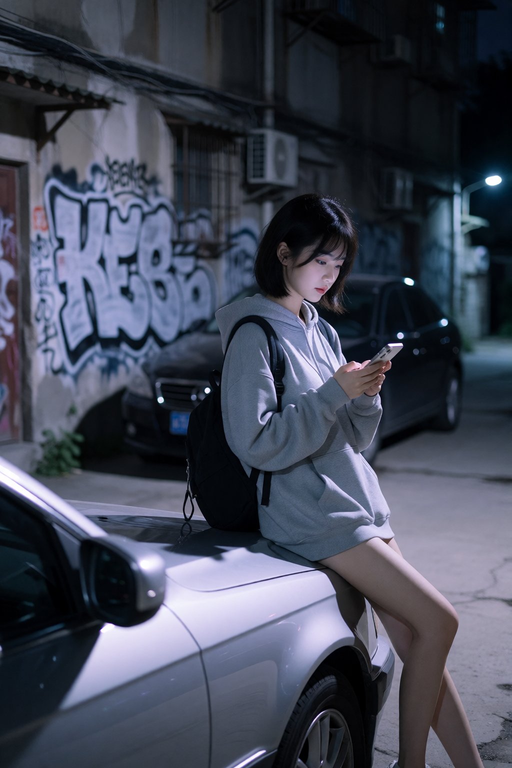 画面风格：夜景纪实人像摄影,  电影冷蓝调氛围感,  8K 超高清画质 by 让AI更感性了 on Tensor.Art