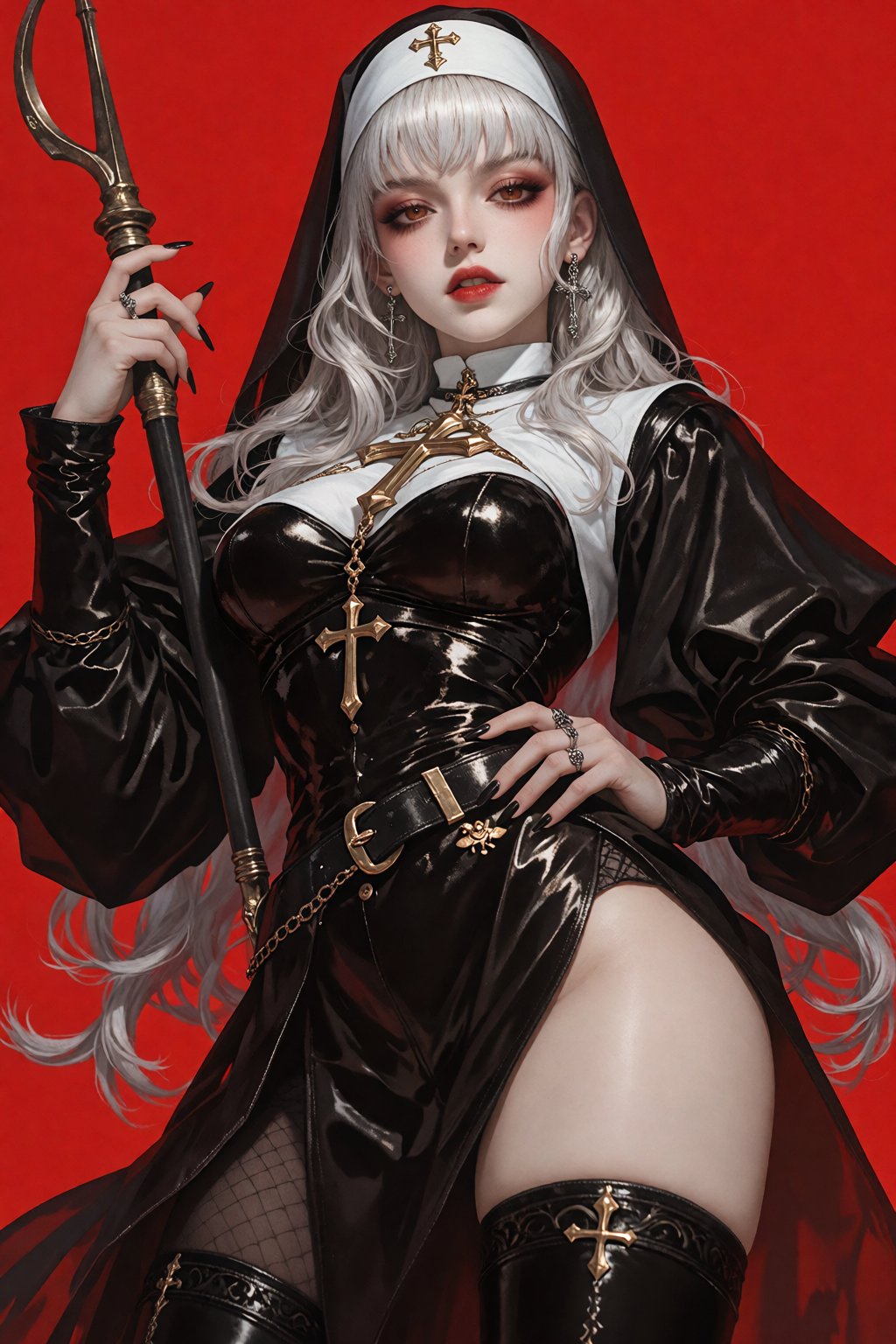 银白色齐刘海长发,  发丝微卷垂落肩头,  肤色白皙 by RAY3780 on Tensor.Art