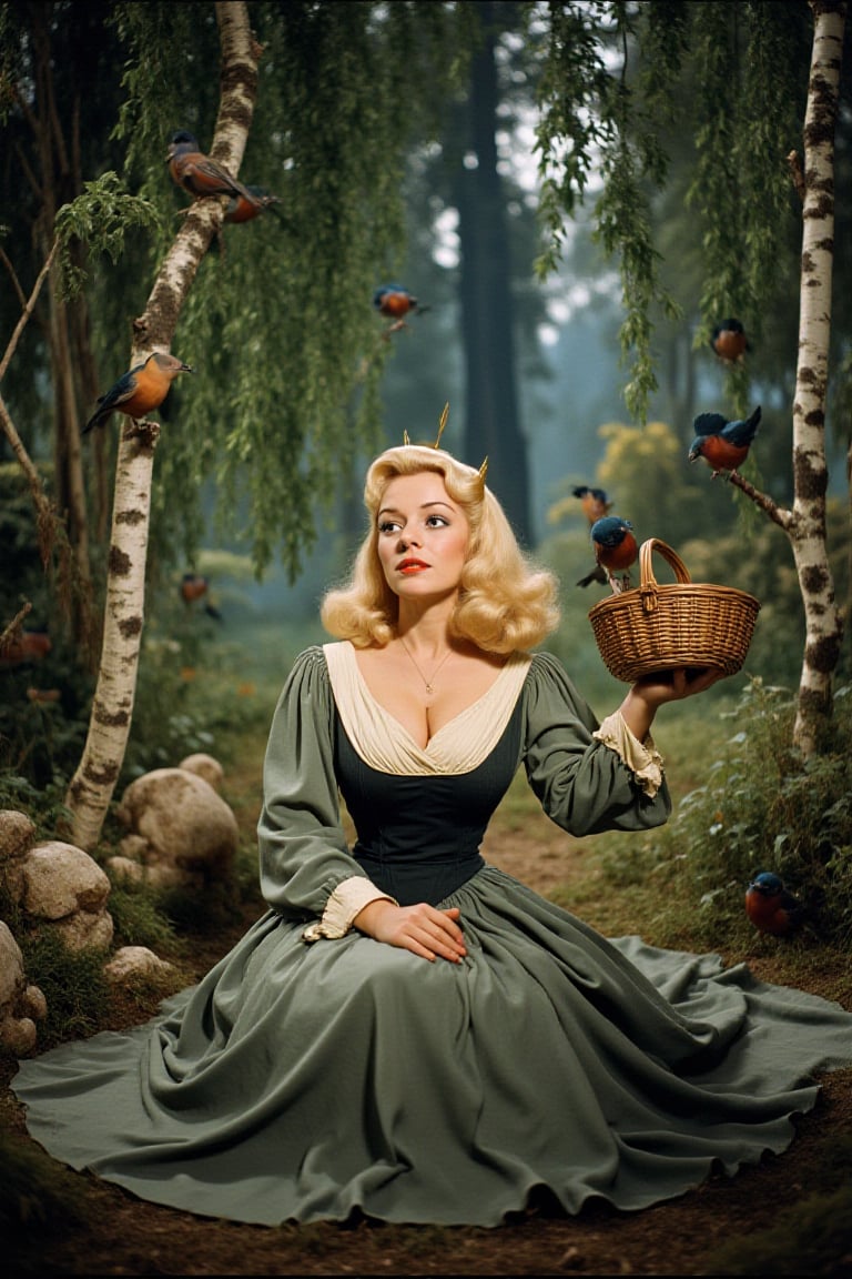 A beautiful 1950s Technicolor cinematic film still,  retro-futurism and space-age aesthetic,  soft analog film grain by Fr...