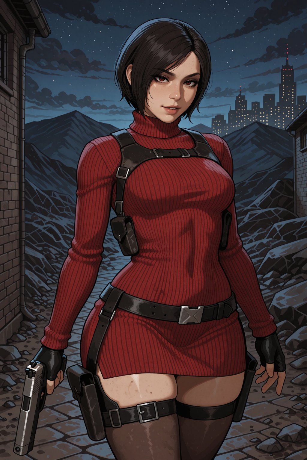 Vv.LXVIII - Acumen,  waist up focused shot,  ada wong from resident evil by ValienteVanguard68 on Tensor.Art