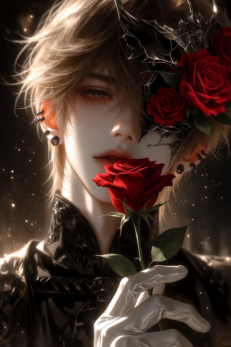 1 boy,  beautiful and mysterious young man,  pale smooth skin with soft blush by 小纸条 on Tensor.Art