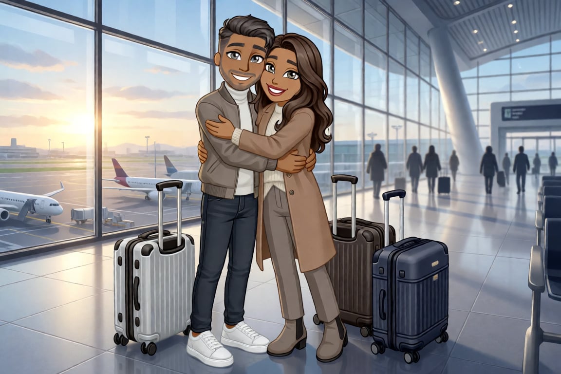 A polished scene in the authentic Woozworld avatar style featuring exactly two characters,  a young adult Algerian man and...