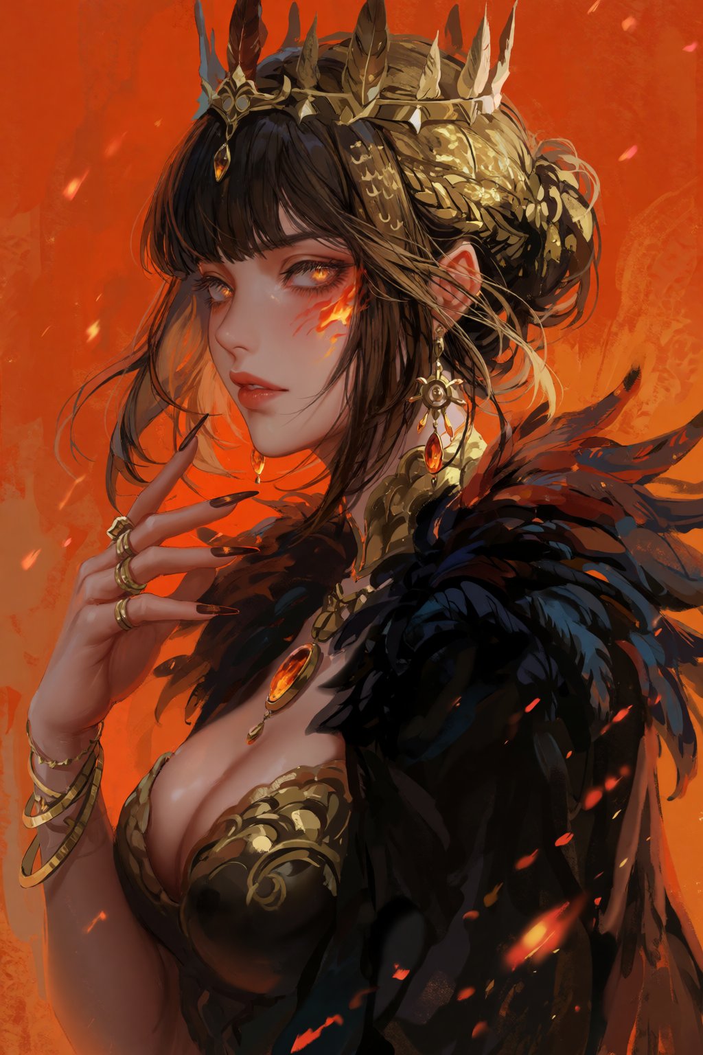 masterpiece,  painterly brushstrokes,  feather_crown by IMMORTAL on Tensor.Art
