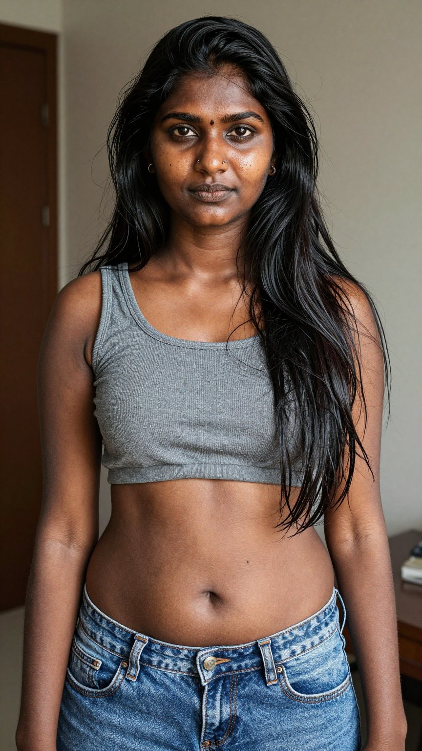 Indian dusky long hair,  perfect face and skin details,  imperfections add for realistic look by AI factory on Tensor.Art