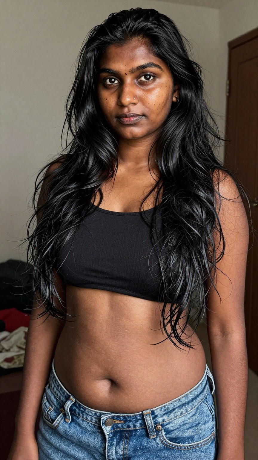 Indian dusky long hair,  perfect face and skin details,  imperfections add for realistic look by AI factory on Tensor.Art