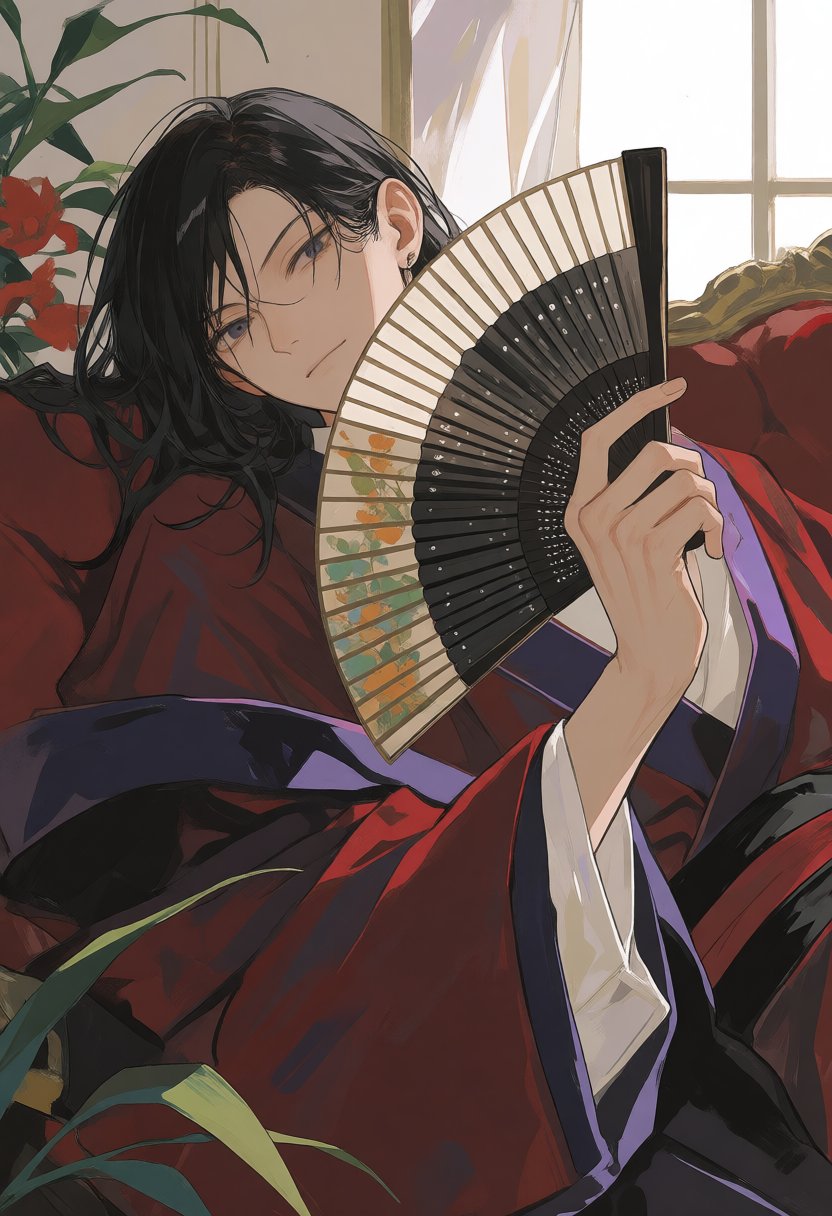niji-siji,  anime style,  A young man with black hair by riiwa on Tensor.Art