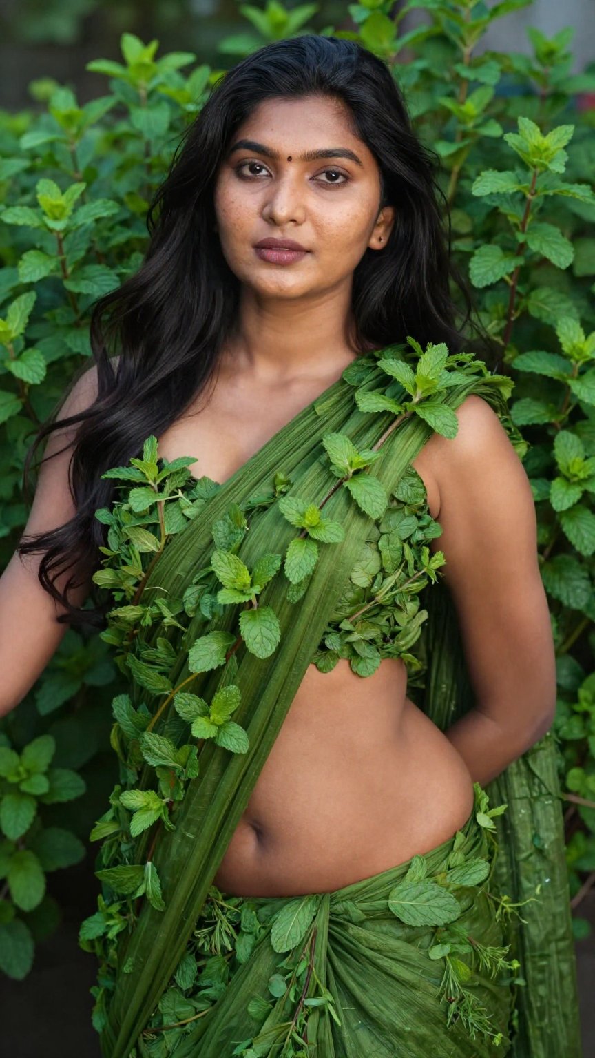 Hyper-realistic portrait of a beautiful young Indian woman with warm golden skin tone,  subtle freckles,  fine skin pores...