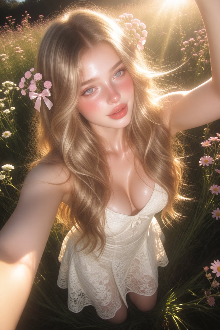 p0rcelana,  A selfie portrait of a beautiful woman captured from a high‑angle,  slightly downward perspective as she kneel...