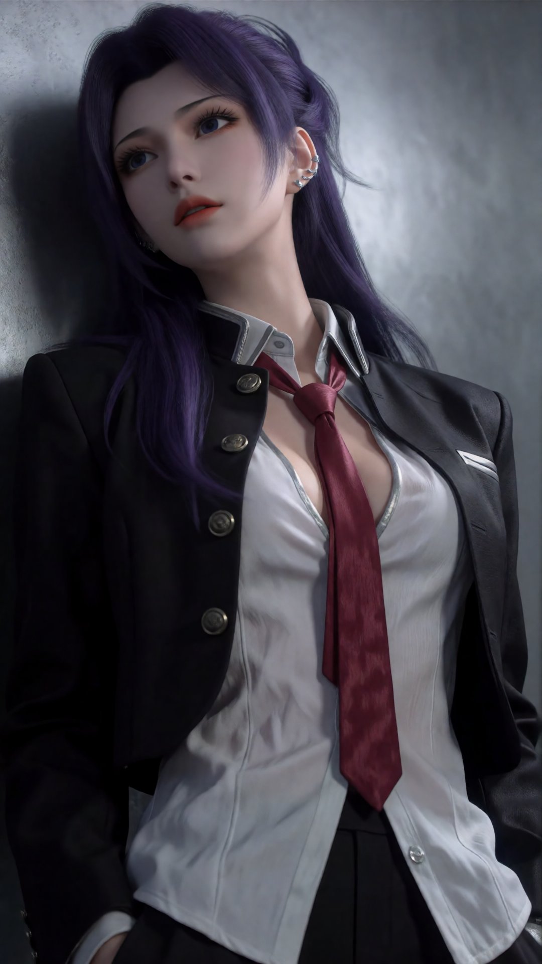 亚洲时尚女性,  沙漏型身材,  紫色长发（蓬松且有凌乱感 by Tim_Yi on Tensor.Art