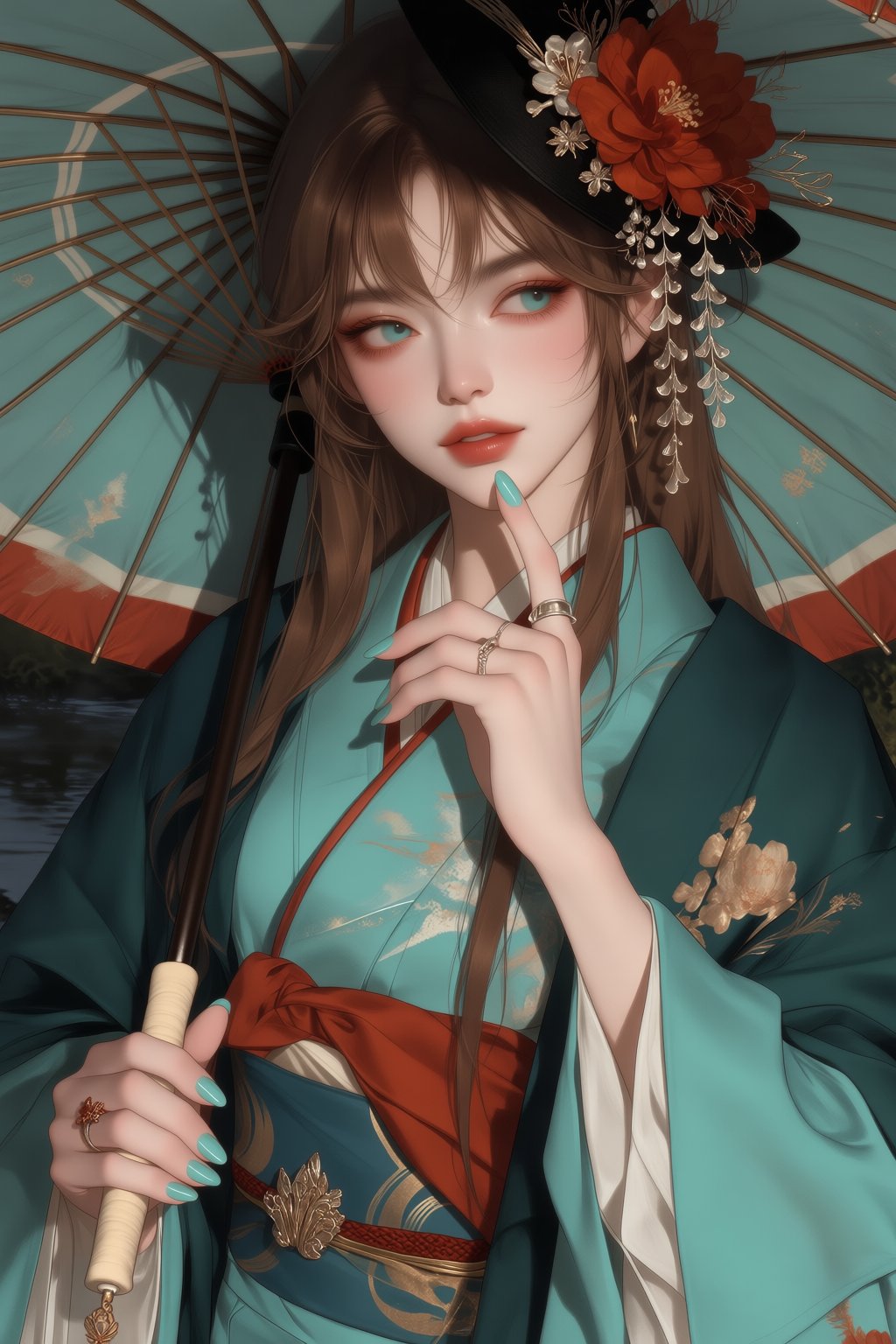 1girl,  aqua eyes,  brown long hair by YUEYUEAI月月AI on Tensor.Art