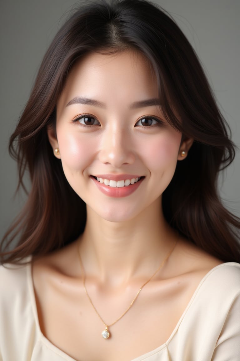 aimbeautymuse,  35-year-old adult Asian woman with mature elegant facial features,  ultra-realistic luxury fine jewelry be...