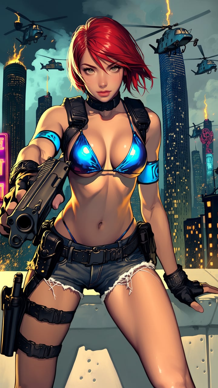 - a vibrant,  stylized scene. "Extreme close-up composition,  framed from the thighs up by Drauka on Tensor.Art