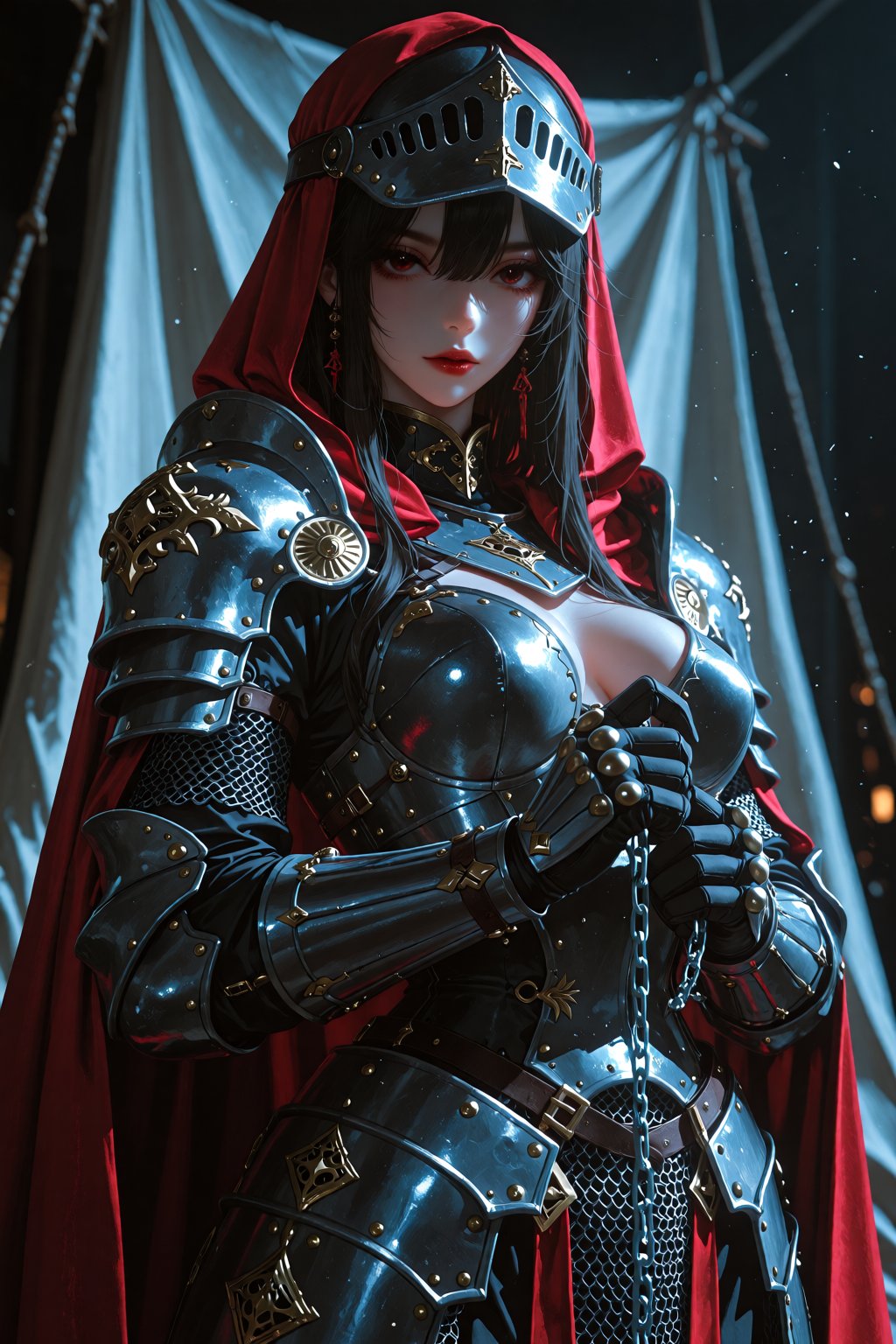 A masterfully crafted digital concept painting in the style of a striking Japanese illustration,  depicting an elegant fem...