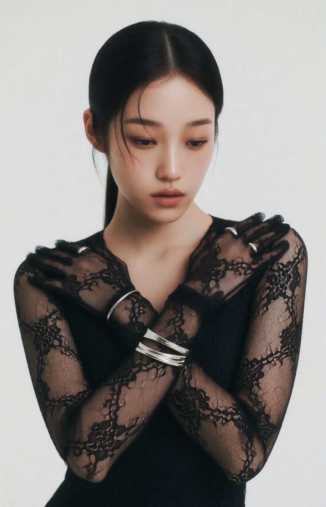luxury high-fashion beauty editorial,  strikingly beautiful young Korean woman,  captivating beauty by EclipseKww on Tenso...