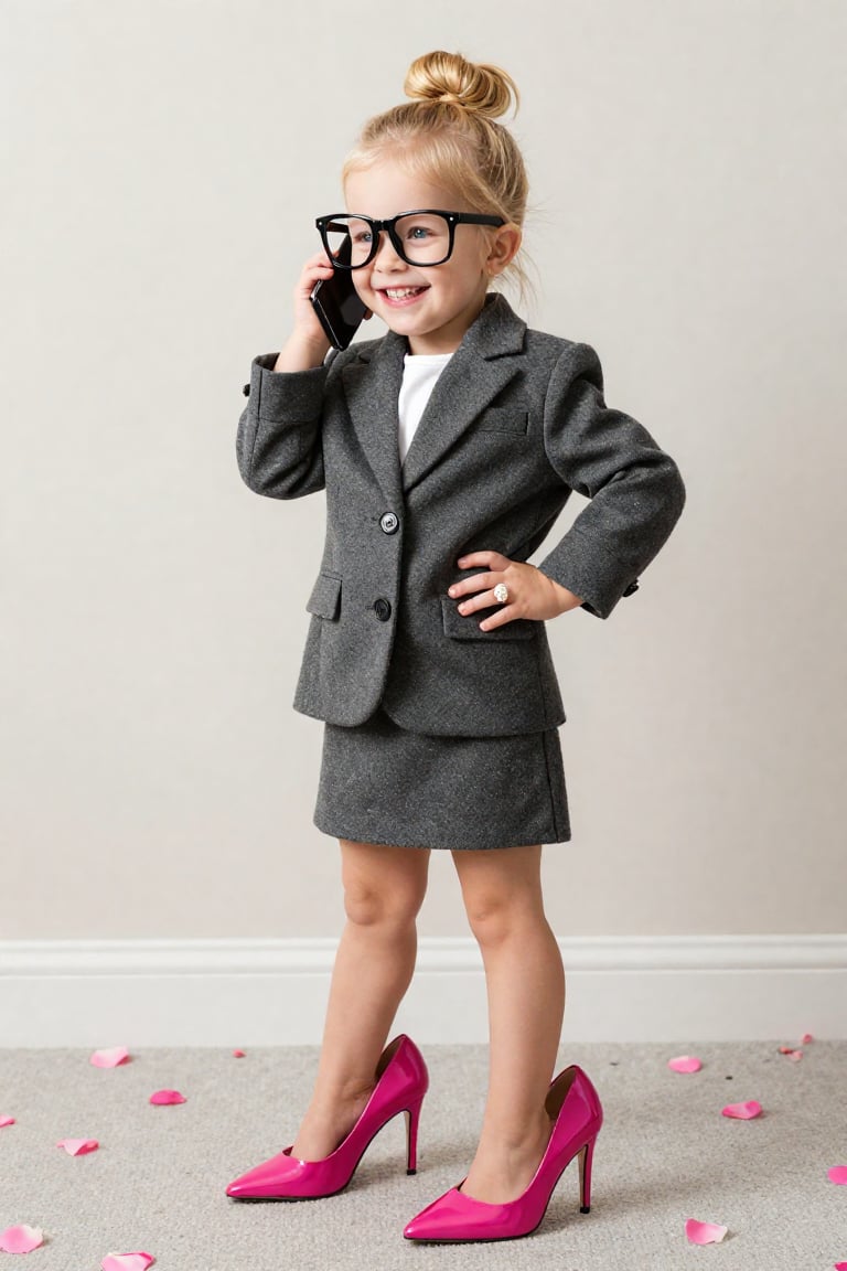 A cheerful toddler girl,  approximately 3–4 years old,  stands confidently in a three-quarter view by ALEX-AI on Tensor.Art