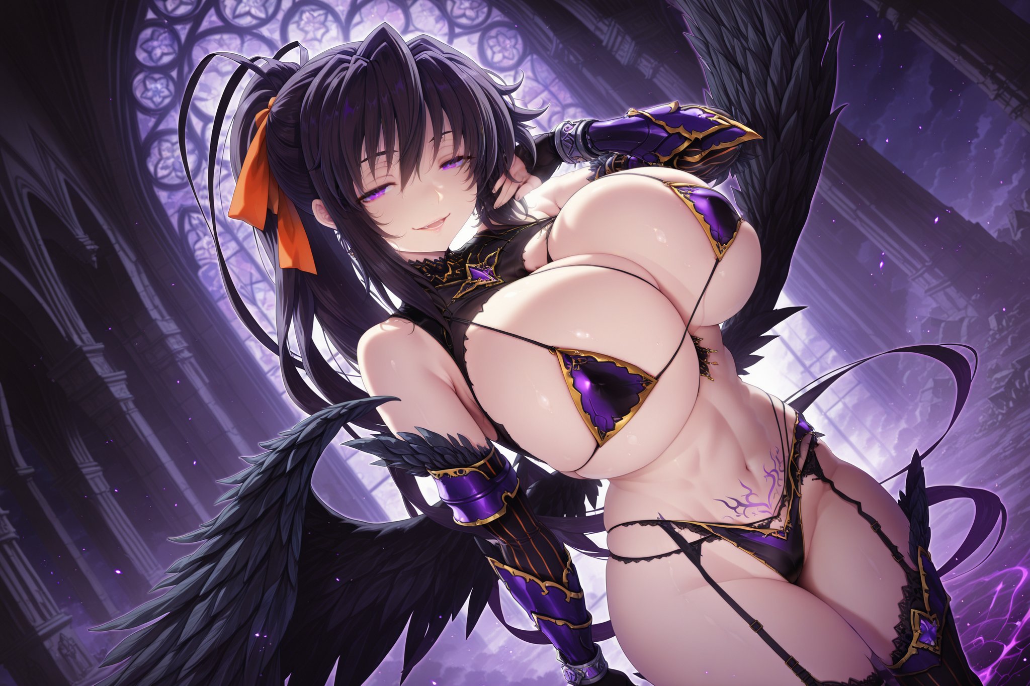 akeno_fallen_angel_illxl,  akeno himejima,  adult woman by Darkwubs on Tensor.Art