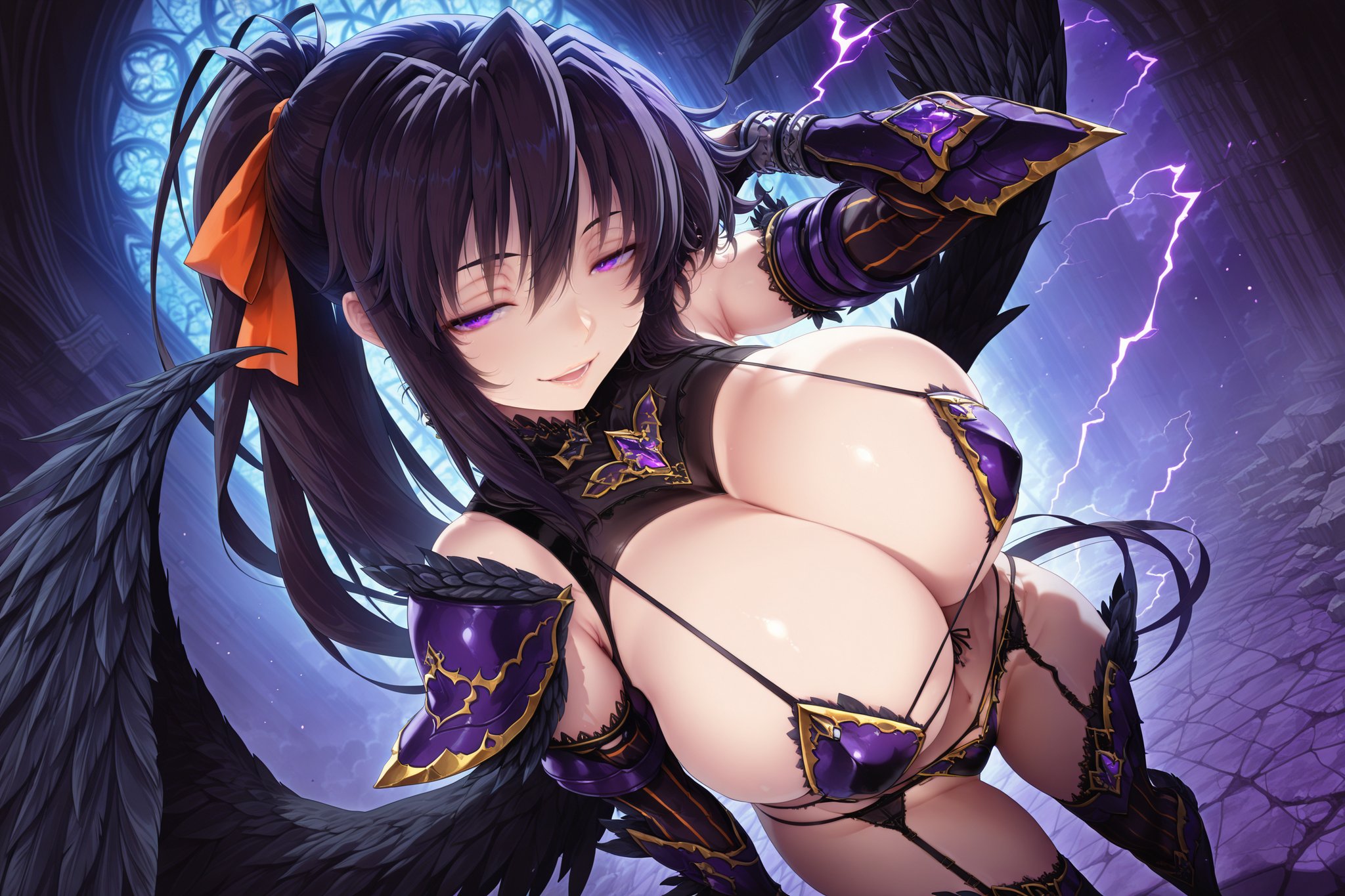 akeno_fallen_angel_illxl,  akeno himejima,  adult woman by Darkwubs on Tensor.Art