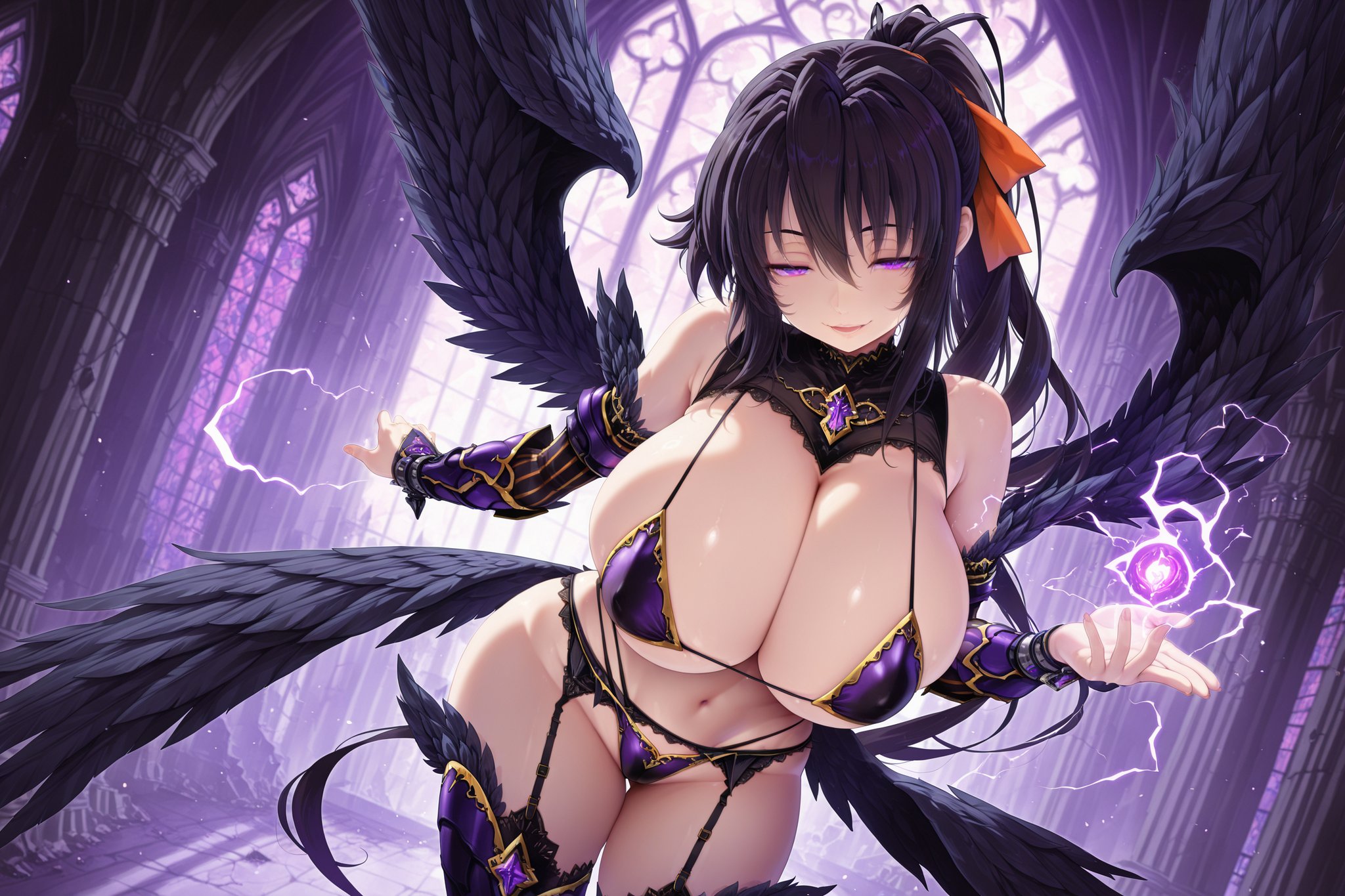 akeno_fallen_angel_illxl,  akeno himejima,  adult woman by Darkwubs on Tensor.Art
