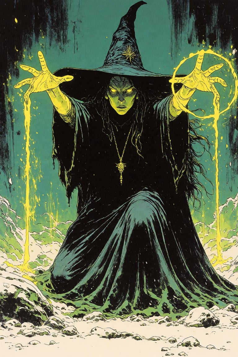 masterpiece,  best quality,  a witch casting a powerfully cursed magic spell by Invisidude on Tensor.Art